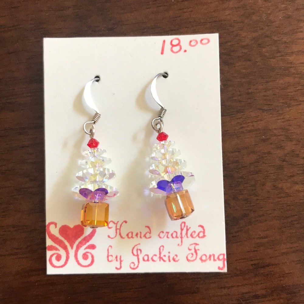 Hand-crafted Christmas Tree Earrings